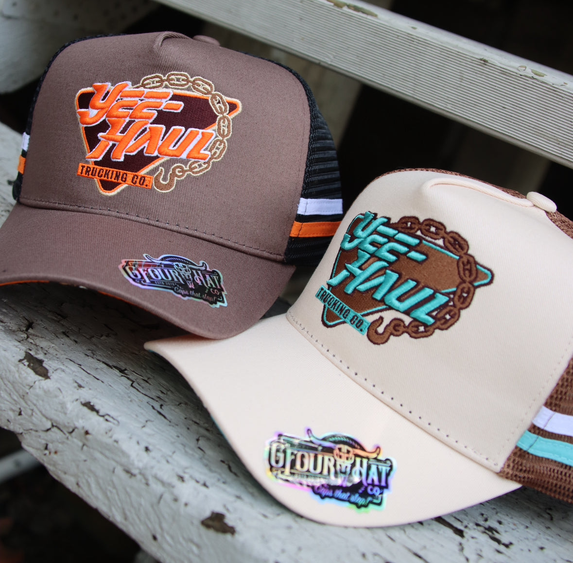 Yee-Haul - Cream/Aqua - GFOUR HAT CO.