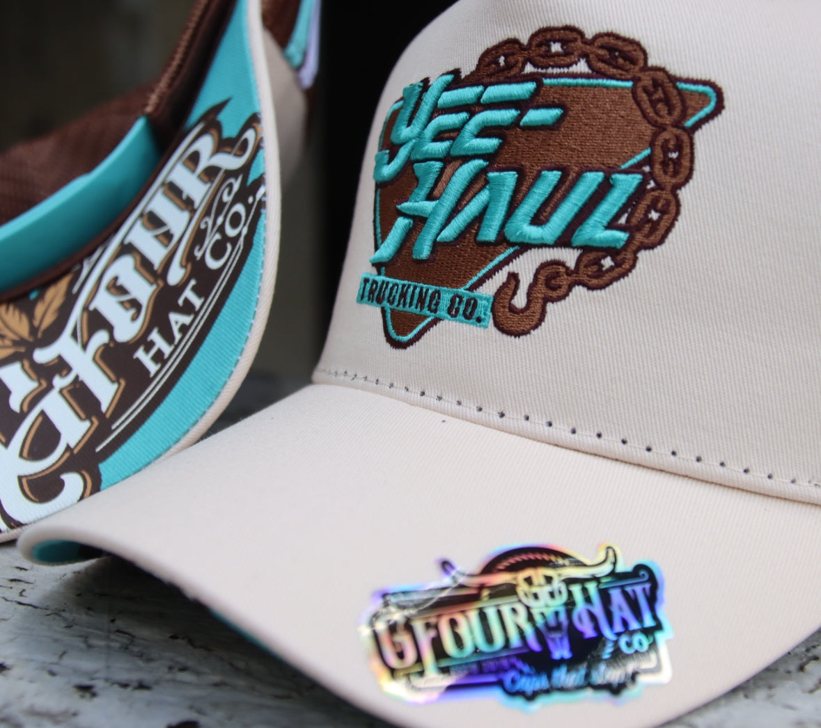 Yee-Haul - Cream/Aqua - GFOUR HAT CO.