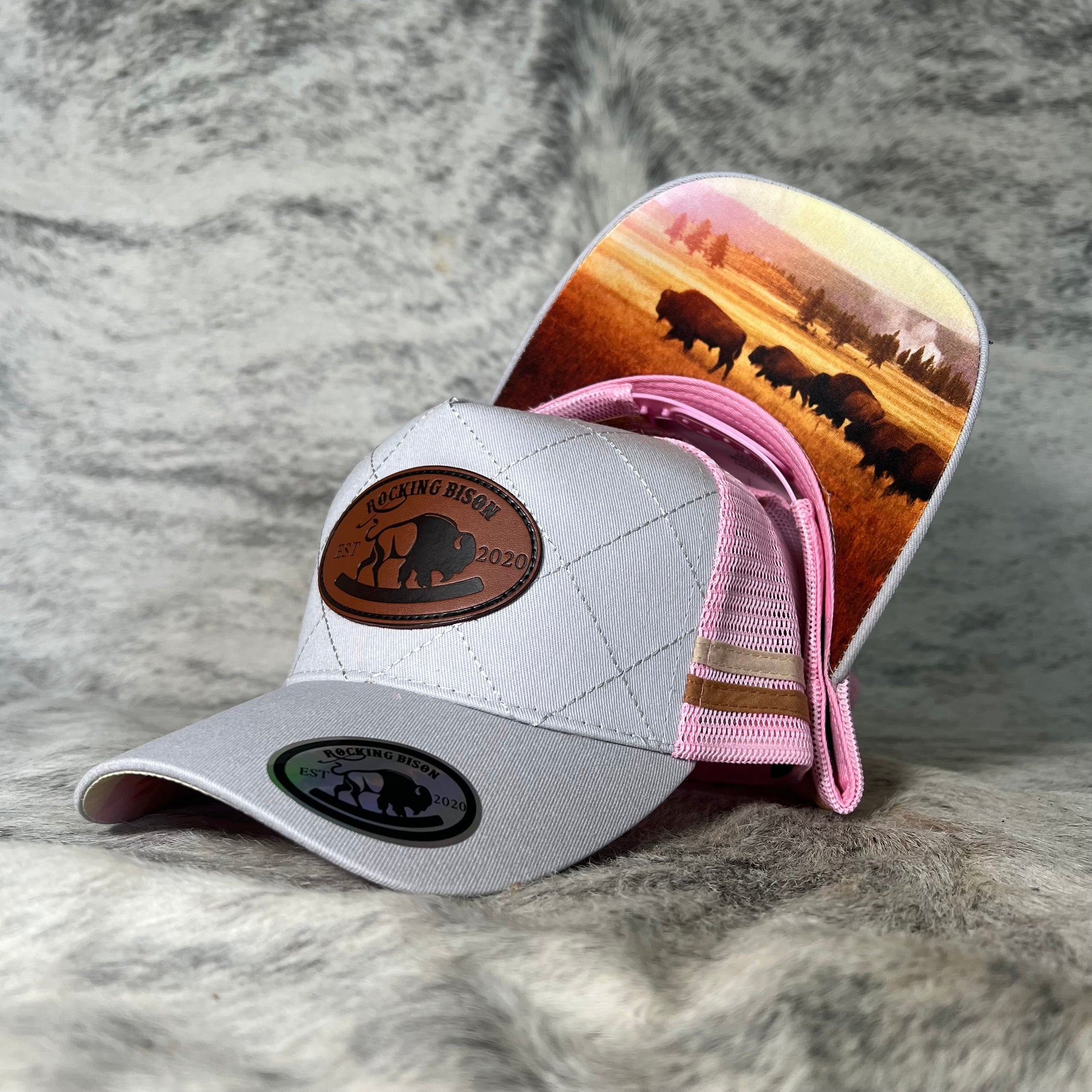 Bison Prairie Pink Leather Patch - GFOUR HAT CO.